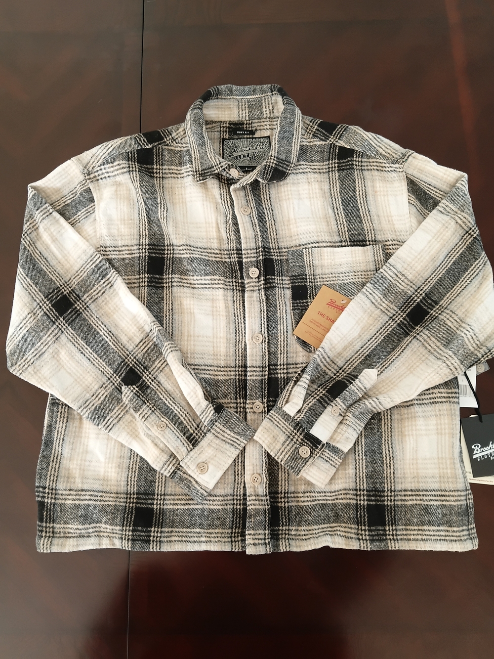 Brooklyn Cloth Men's Black/Cream & White Plaid Jacket The Shacket Size Large